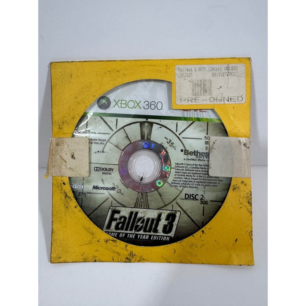 Bethesda Fallout 3 GOTY Xbox 360 OS Silver Good Disc 2 Only NTSC M Rating - Picture 1 of 3